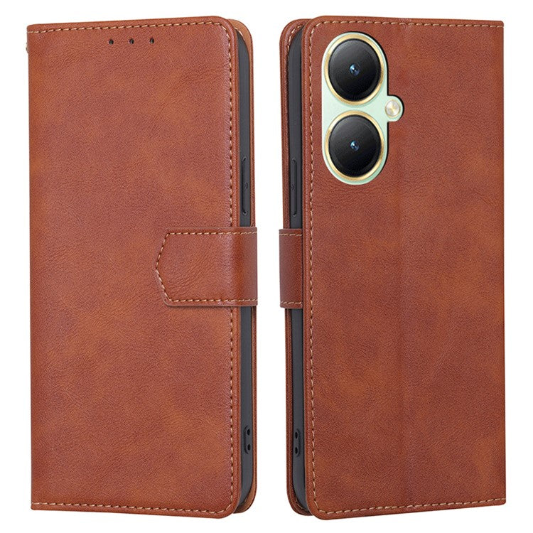 For vivo Y35m+ 5G / Y35+ 5G PU Leather Stand Cell Phone Case RFID Blocking Wallet Phone Cover - Brown