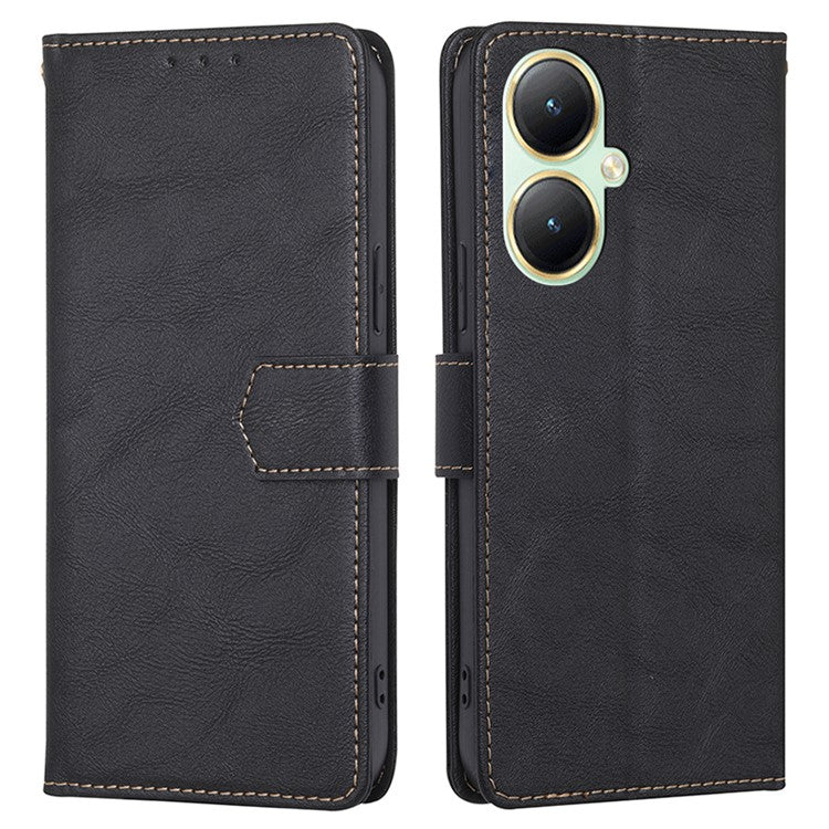 For vivo Y35m+ 5G / Y35+ 5G PU Leather Stand Cell Phone Case RFID Blocking Wallet Phone Cover - Black