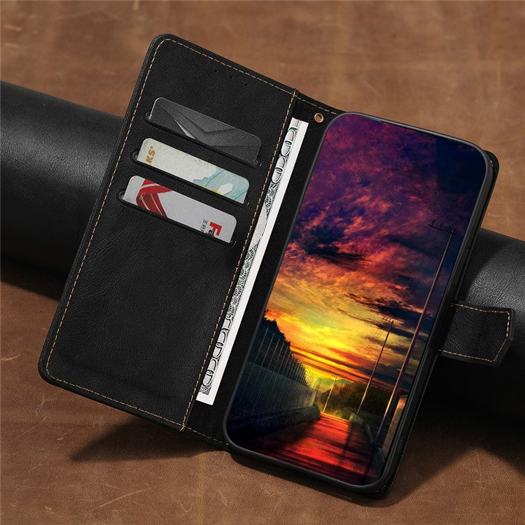 For vivo Y35m+ 5G / Y35+ 5G PU Leather Stand Cell Phone Case RFID Blocking Wallet Phone Cover - Black