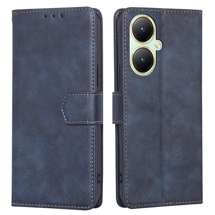 For vivo Y35m+ 5G / Y35+ 5G PU Leather Stand Cell Phone Case RFID Blocking Wallet Phone Cover - Blue