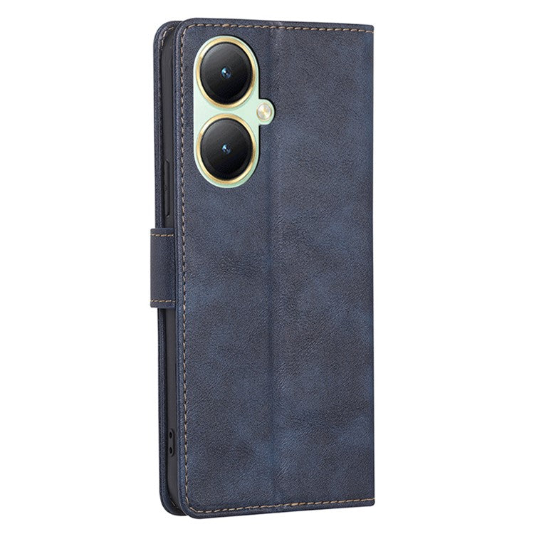 For vivo Y35m+ 5G / Y35+ 5G PU Leather Stand Cell Phone Case RFID Blocking Wallet Phone Cover - Blue