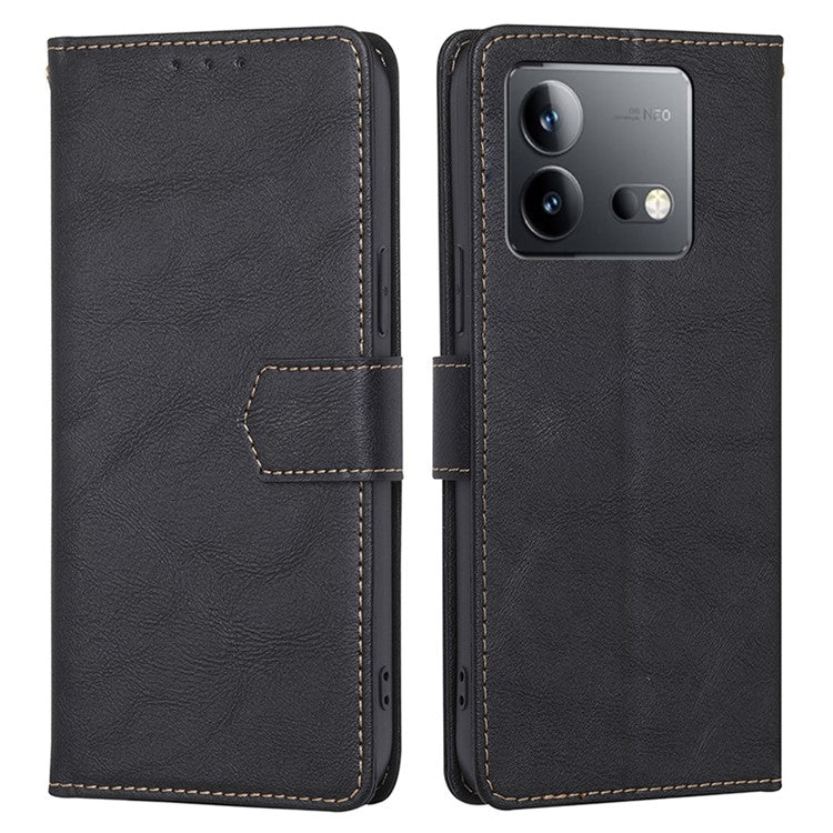 For vivo iQOO Neo8 Pro 5G / Neo8 5G Anti-Scratch PU Leather Flip Case RFID Blocking Wallet Stand Phone Cover - Black