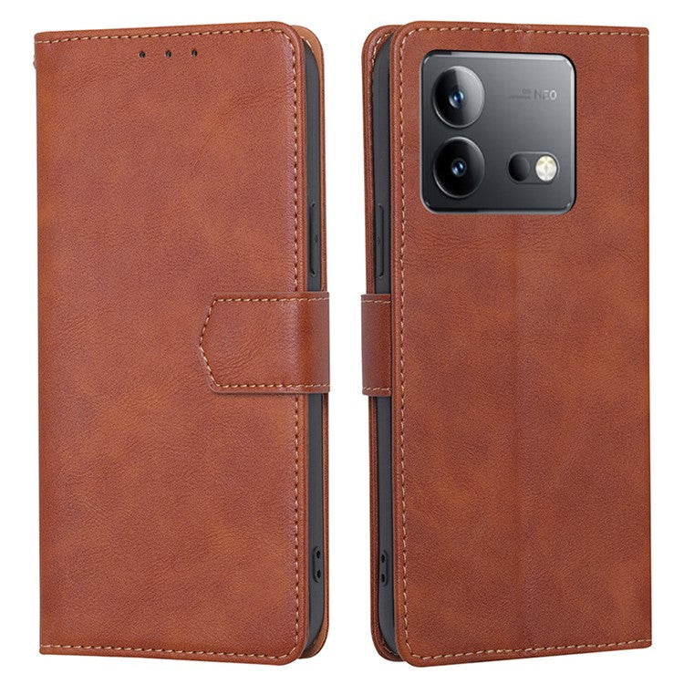 For vivo iQOO Neo8 Pro 5G / Neo8 5G Anti-Scratch PU Leather Flip Case RFID Blocking Wallet Stand Phone Cover - Brown