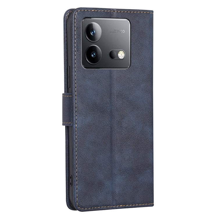 For vivo iQOO Neo8 Pro 5G / Neo8 5G Anti-Scratch PU Leather Flip Case RFID Blocking Wallet Stand Phone Cover - Blue