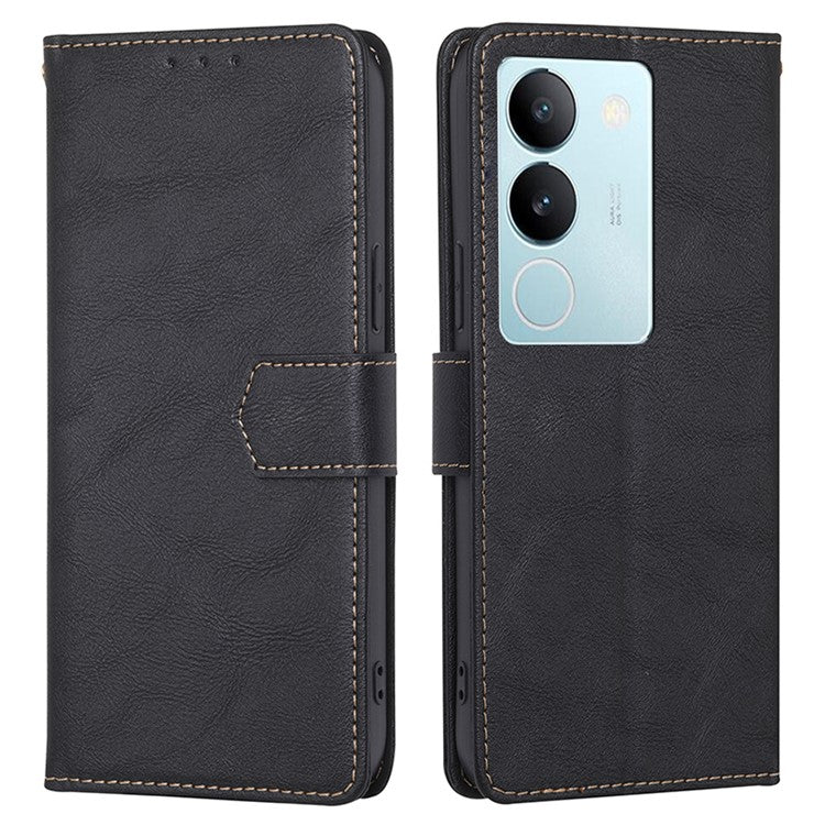 For vivo S17 5G / S17 Pro 5G RFID Blocking PU Leather Wallet Case Cowhide Texture Stand Phone Cover - Black