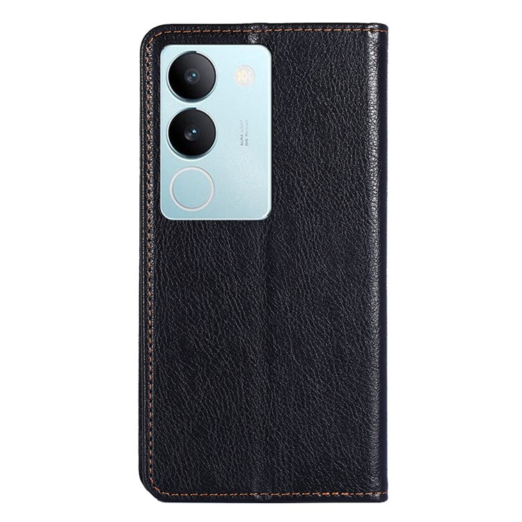 For vivo S17 5G / S17 Pro 5G Supporting Stand Wallet PU Leather Magnetic Phone Case Shell Inner TPU Phone Cover - Black