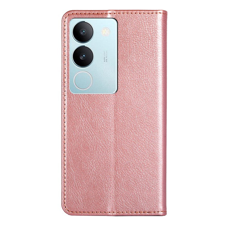 For vivo S17 5G / S17 Pro 5G Supporting Stand Wallet PU Leather Magnetic Phone Case Shell Inner TPU Phone Cover - Rose Gold