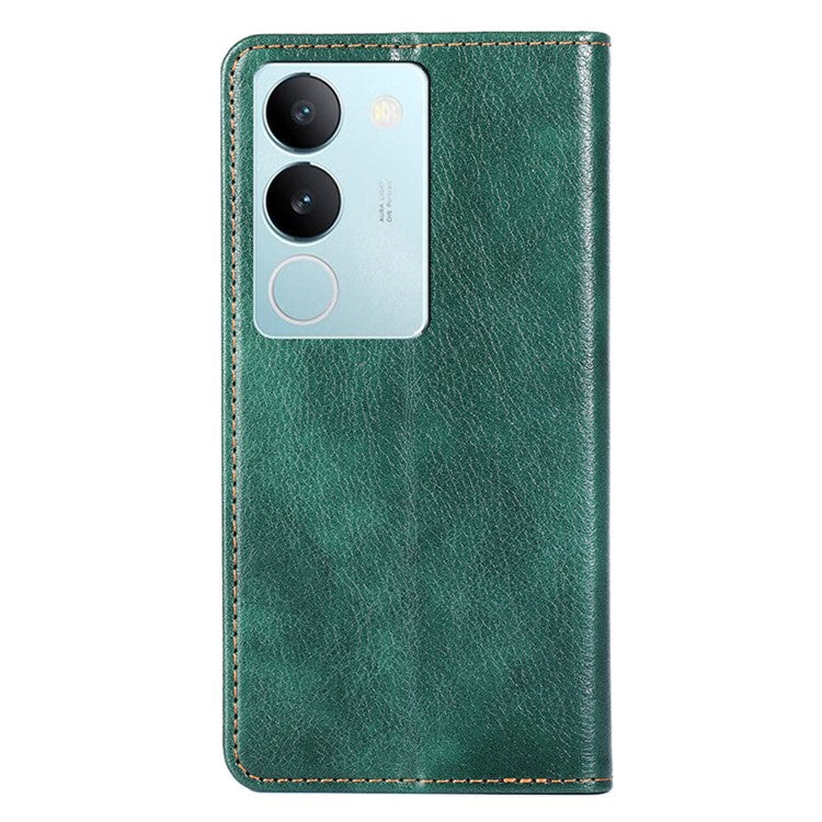 For vivo S17 5G / S17 Pro 5G Supporting Stand Wallet PU Leather Magnetic Phone Case Shell Inner TPU Phone Cover - Green