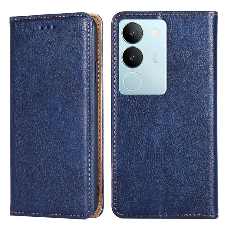 For vivo S17 5G / S17 Pro 5G Supporting Stand Wallet PU Leather Magnetic Phone Case Shell Inner TPU Phone Cover - Blue