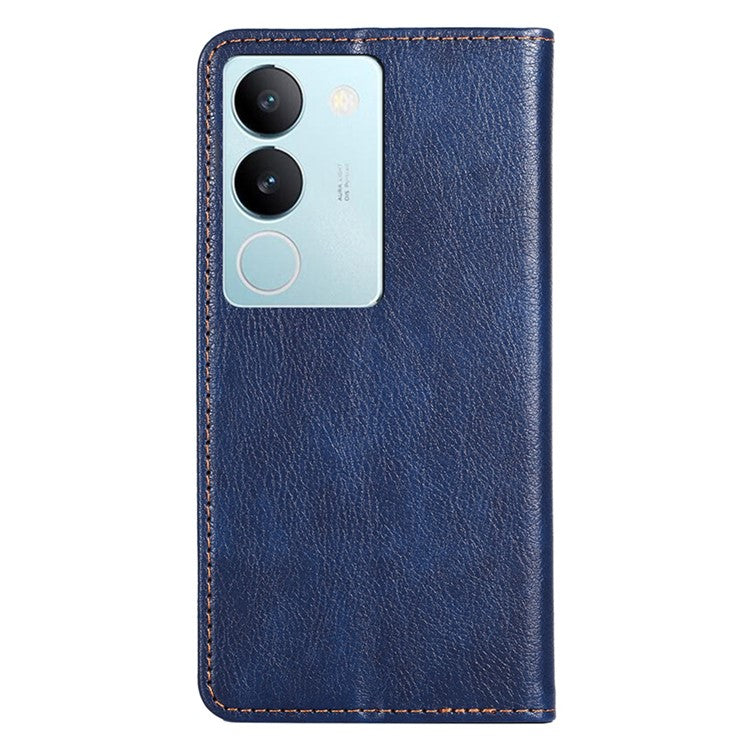 For vivo S17 5G / S17 Pro 5G Supporting Stand Wallet PU Leather Magnetic Phone Case Shell Inner TPU Phone Cover - Blue