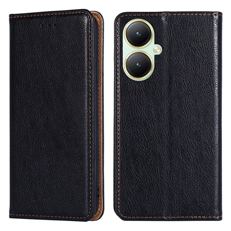 For vivo Y35+ 5G / Y35m+ 5G Wallet PU Leather Phone Shell Cover Magnetic Phone Case with Stand Function - Black