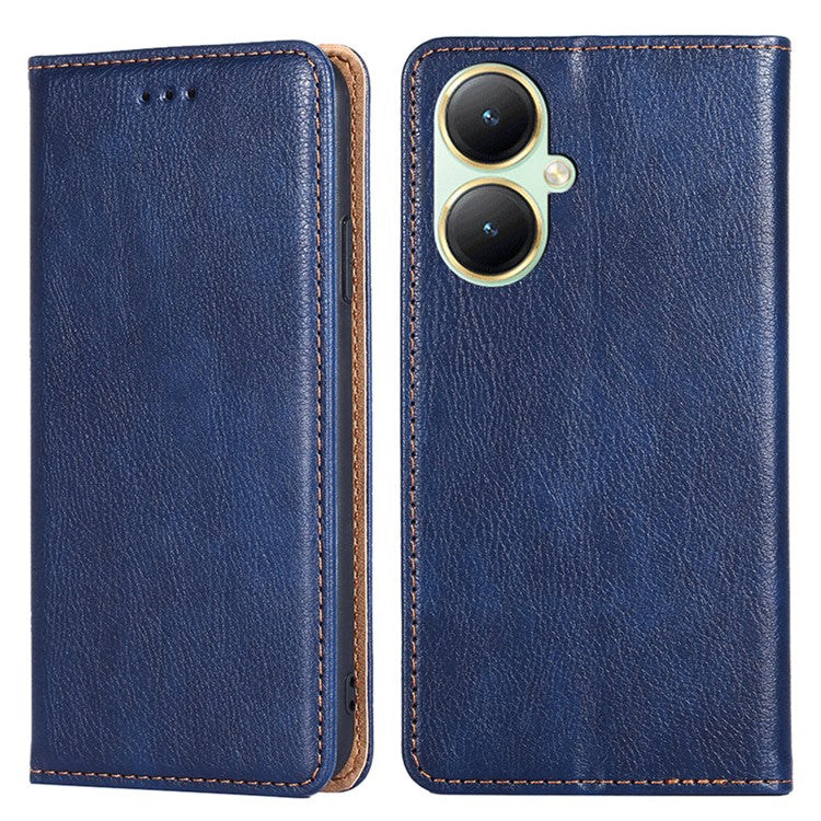 For vivo Y35+ 5G / Y35m+ 5G Wallet PU Leather Phone Shell Cover Magnetic Phone Case with Stand Function - Blue