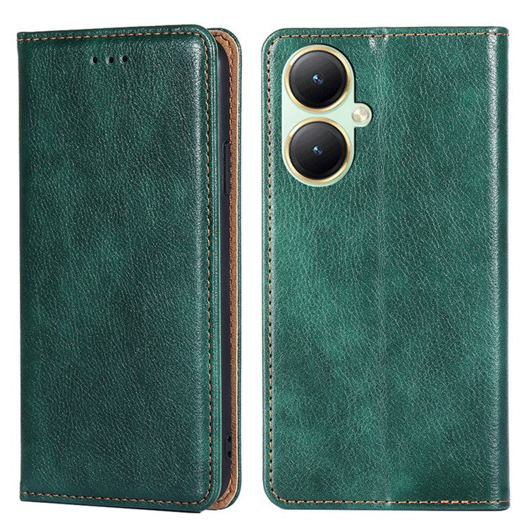 For vivo Y35+ 5G / Y35m+ 5G Wallet PU Leather Phone Shell Cover Magnetic Phone Case with Stand Function - Green