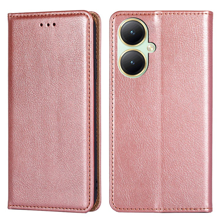 For vivo Y35+ 5G / Y35m+ 5G Wallet PU Leather Phone Shell Cover Magnetic Phone Case with Stand Function - Rose Gold