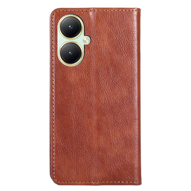 For vivo Y35+ 5G / Y35m+ 5G Wallet PU Leather Phone Shell Cover Magnetic Phone Case with Stand Function - Brown