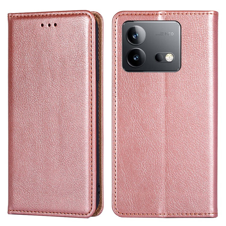 For vivo iQOO Neo8 5G / Neo8 Pro 5G Stand Wallet Cover Magnetic Phone Case PU Leather + TPU Phone Shell - Rose Gold