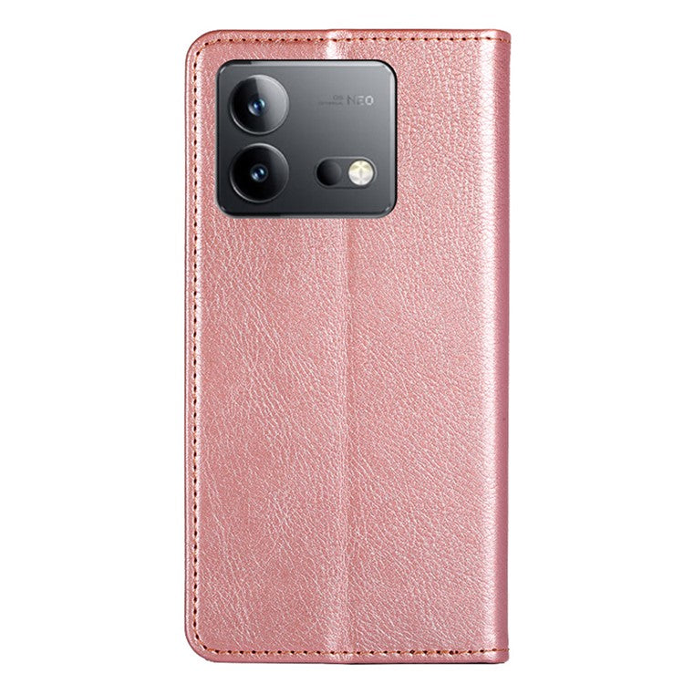 For vivo iQOO Neo8 5G / Neo8 Pro 5G Stand Wallet Cover Magnetic Phone Case PU Leather + TPU Phone Shell - Rose Gold