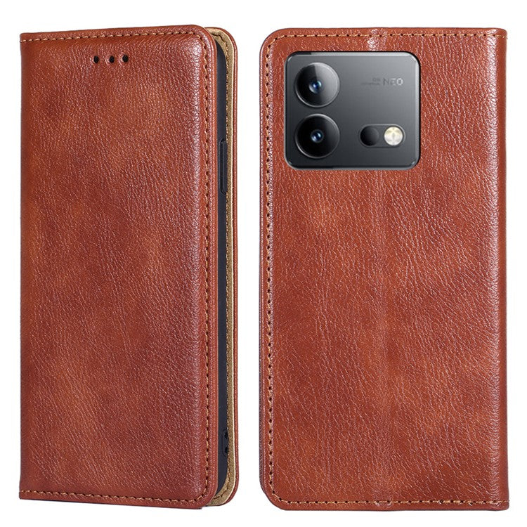 For vivo iQOO Neo8 5G / Neo8 Pro 5G Stand Wallet Cover Magnetic Phone Case PU Leather + TPU Phone Shell - Brown