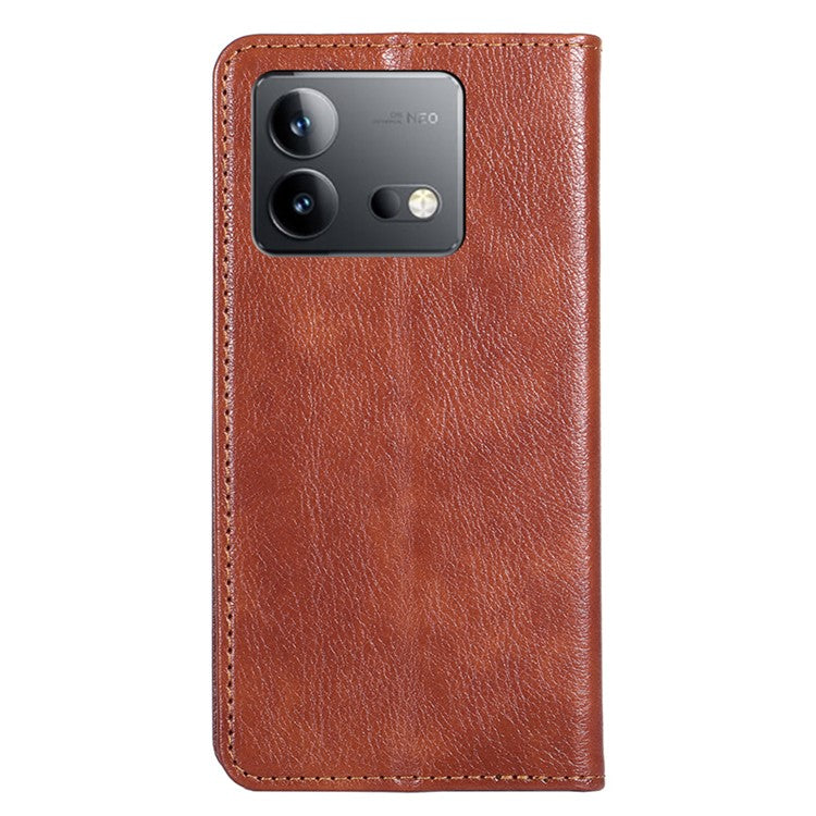 For vivo iQOO Neo8 5G / Neo8 Pro 5G Stand Wallet Cover Magnetic Phone Case PU Leather + TPU Phone Shell - Brown