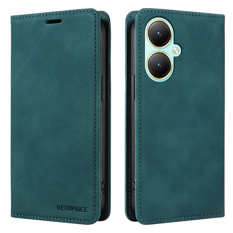 BETOPNICE 003 For vivo Y35m+ 5G / Y35+ 5G PU Leather Flip Cover RFID Blocking Wallet Stand Phone Case - Green