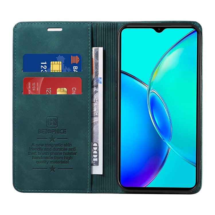 BETOPNICE 003 For vivo Y35m+ 5G / Y35+ 5G PU Leather Flip Cover RFID Blocking Wallet Stand Phone Case - Green