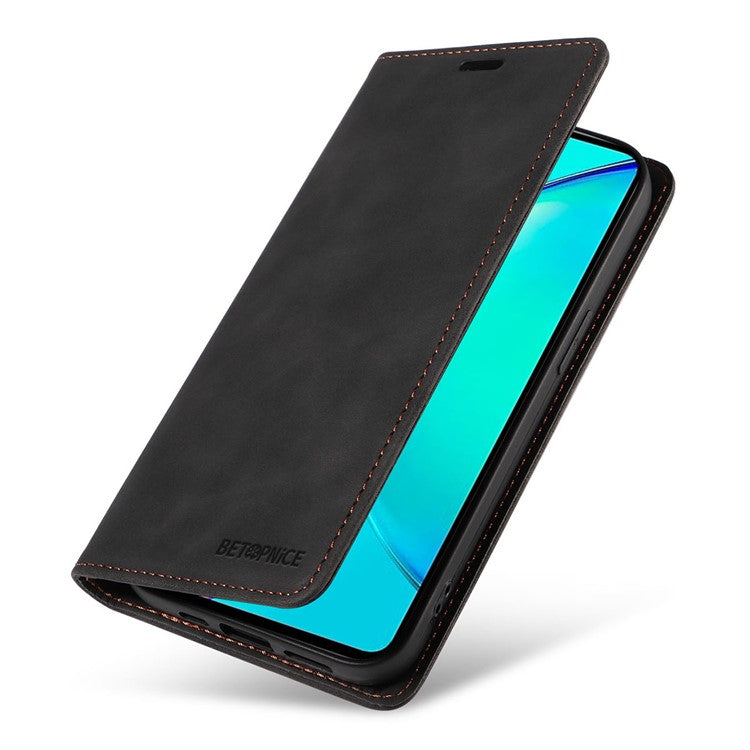 BETOPNICE 003 For vivo Y35m+ 5G / Y35+ 5G PU Leather Flip Cover RFID Blocking Wallet Stand Phone Case - Black