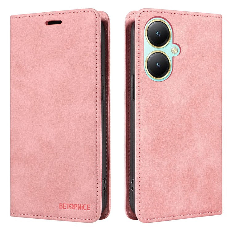 BETOPNICE 003 For vivo Y35m+ 5G / Y35+ 5G PU Leather Flip Cover RFID Blocking Wallet Stand Phone Case - Pink