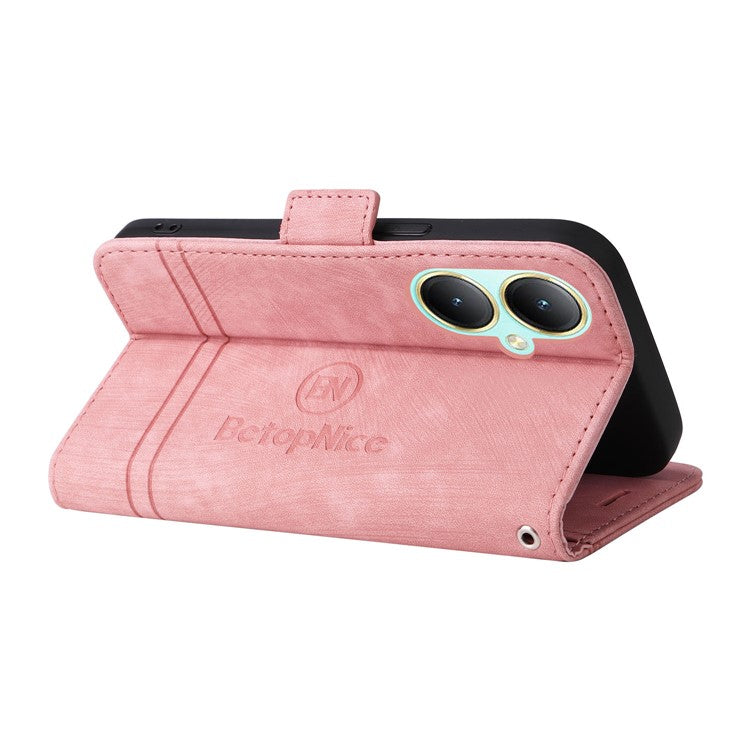 BETOPNICE 001 For vivo Y35m+ 5G / Y35+ 5G Leather Phone Case Shockproof Stand Wallet Cover - Pink