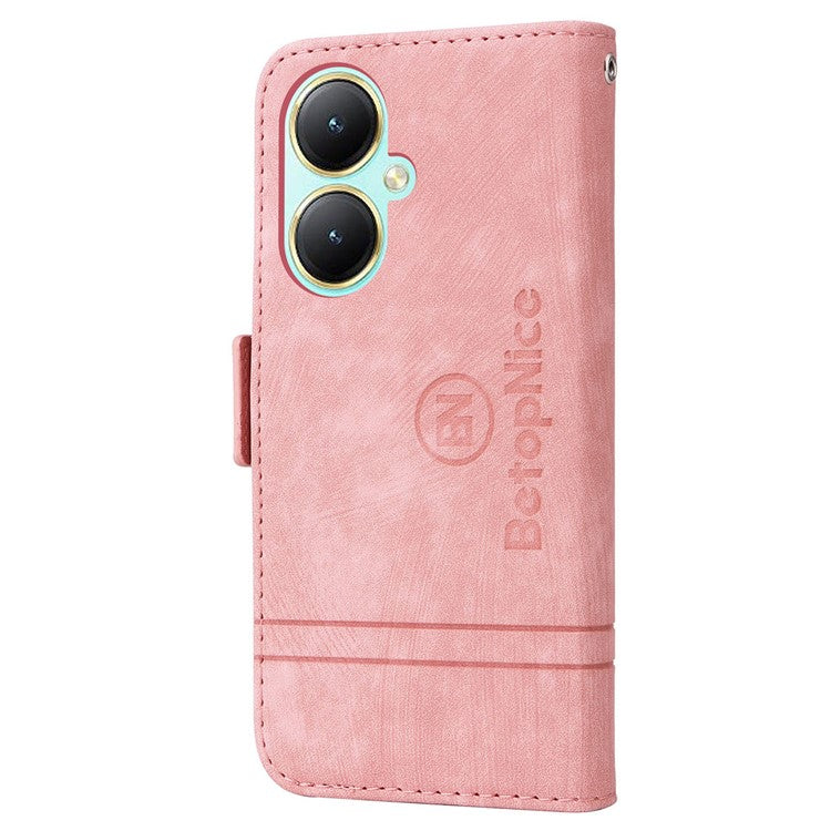 BETOPNICE 001 For vivo Y35m+ 5G / Y35+ 5G Leather Phone Case Shockproof Stand Wallet Cover - Pink