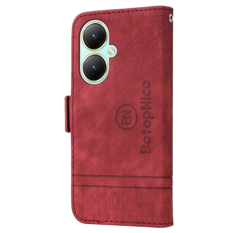 BETOPNICE 001 For vivo Y35m+ 5G / Y35+ 5G Leather Phone Case Shockproof Stand Wallet Cover - Red