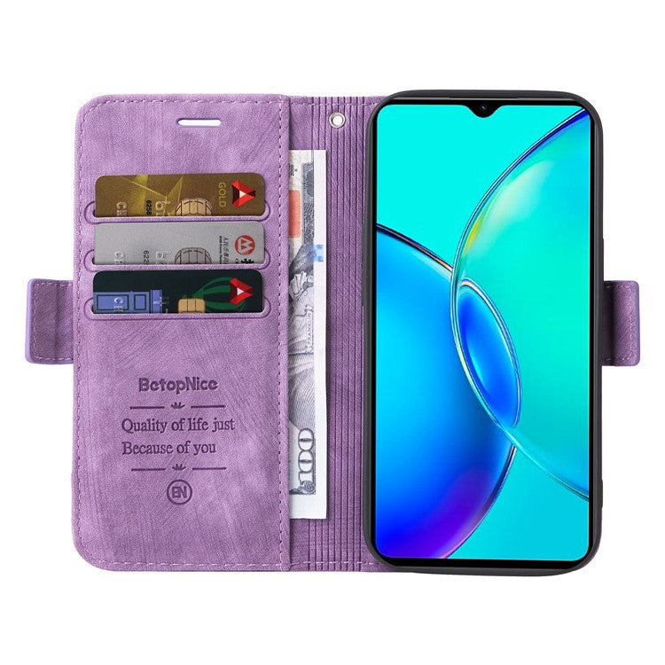 BETOPNICE 001 For vivo Y35m+ 5G / Y35+ 5G Leather Phone Case Shockproof Stand Wallet Cover - Purple