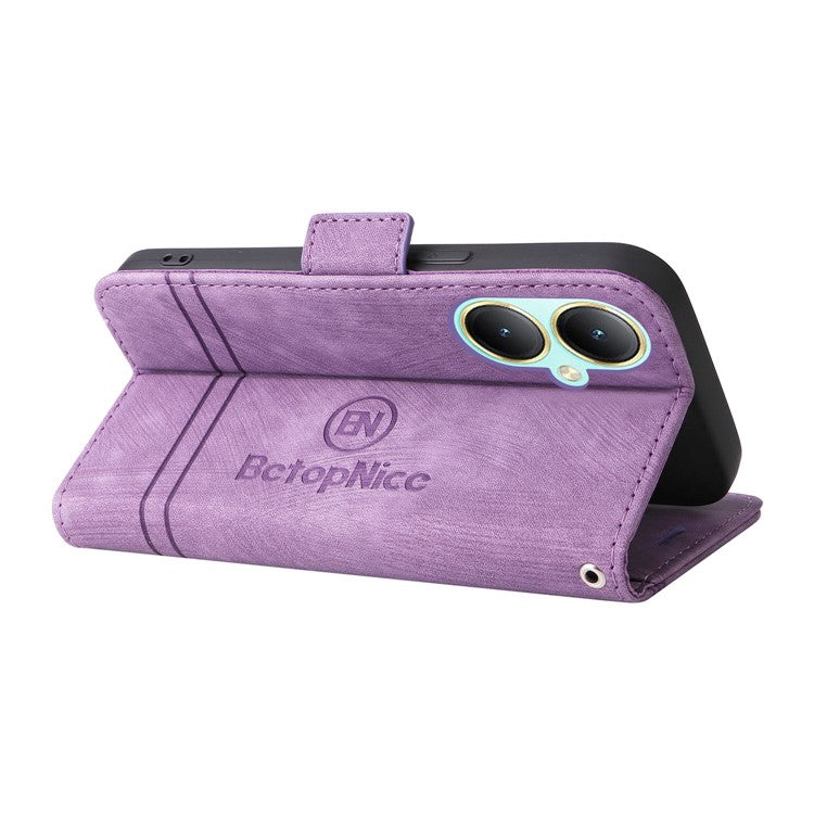 BETOPNICE 001 For vivo Y35m+ 5G / Y35+ 5G Leather Phone Case Shockproof Stand Wallet Cover - Purple