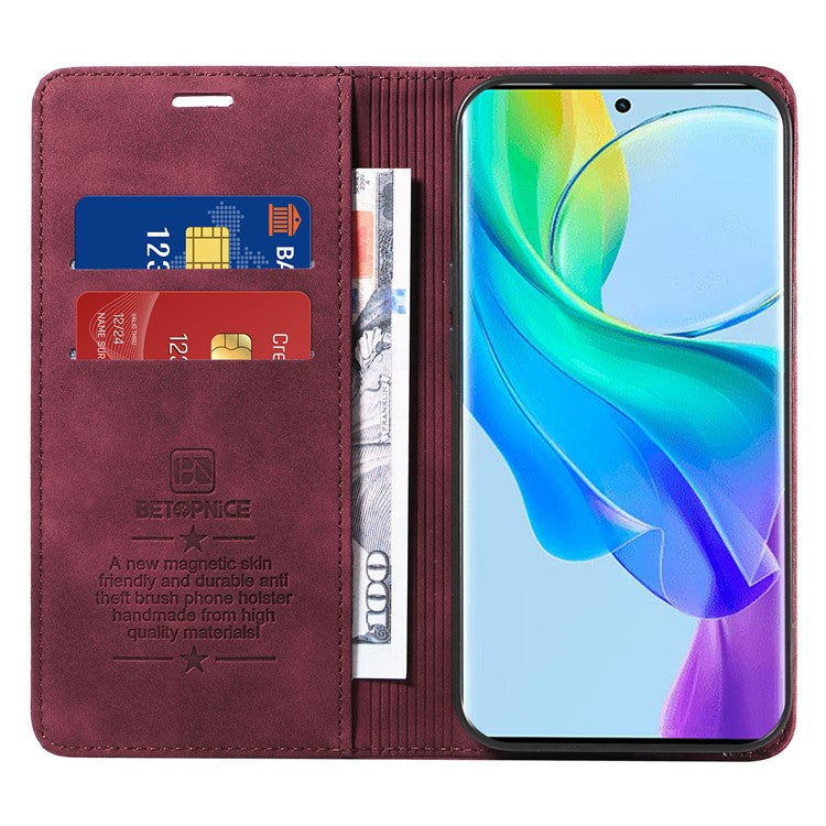 BETOPNICE 003 For vivo Y78 (China) 5G / Y36 4G (Global) / 5G (Global) Flip Cover Wallet PU Leather Stand Phone Case - Red