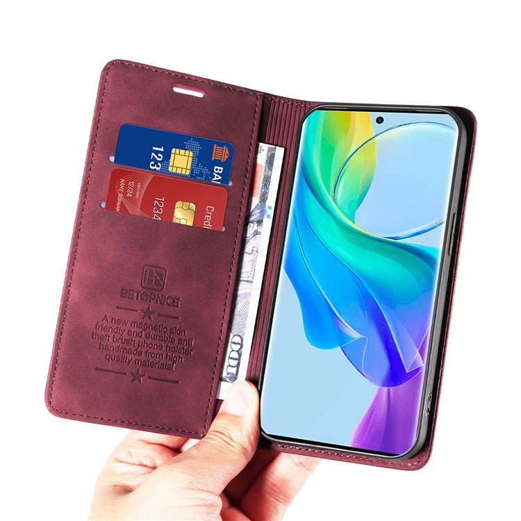 BETOPNICE 003 For vivo Y78 (China) 5G / Y36 4G (Global) / 5G (Global) Flip Cover Wallet PU Leather Stand Phone Case - Red