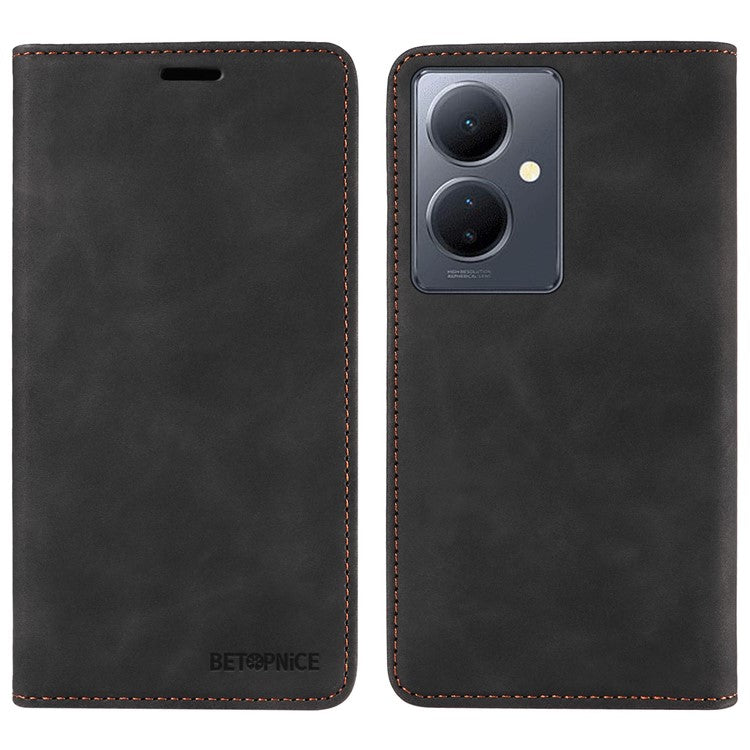 BETOPNICE 003 For vivo Y78 (China) 5G / Y36 4G (Global) / 5G (Global) Flip Cover Wallet PU Leather Stand Phone Case - Black