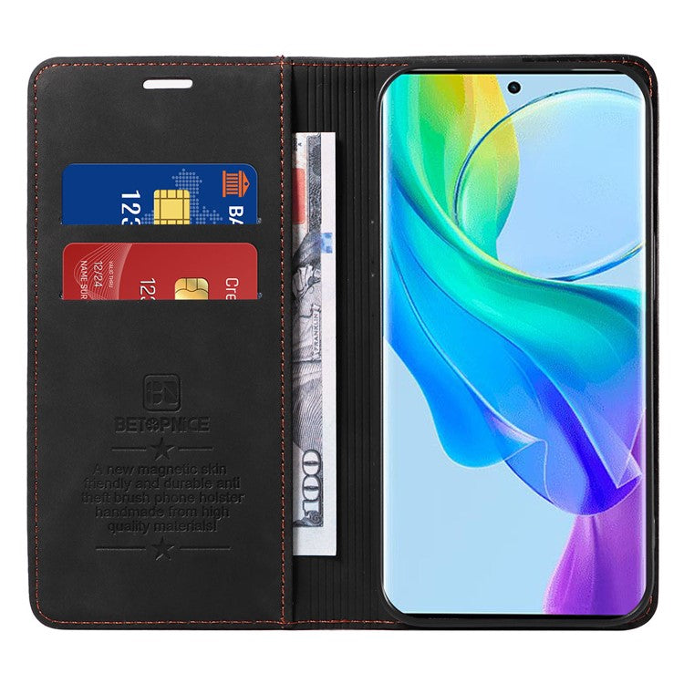 BETOPNICE 003 For vivo Y78 (China) 5G / Y36 4G (Global) / 5G (Global) Flip Cover Wallet PU Leather Stand Phone Case - Black