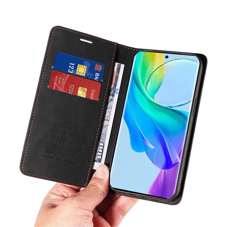 BETOPNICE 003 For vivo Y78 (China) 5G / Y36 4G (Global) / 5G (Global) Flip Cover Wallet PU Leather Stand Phone Case - Black