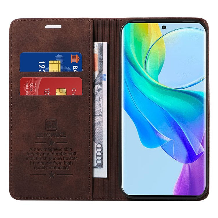 BETOPNICE 003 For vivo Y78 (China) 5G / Y36 4G (Global) / 5G (Global) Flip Cover Wallet PU Leather Stand Phone Case - Brown