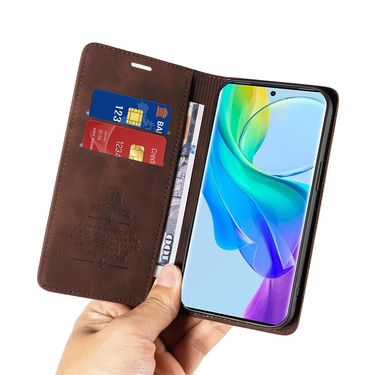 BETOPNICE 003 For vivo Y78 (China) 5G / Y36 4G (Global) / 5G (Global) Flip Cover Wallet PU Leather Stand Phone Case - Brown