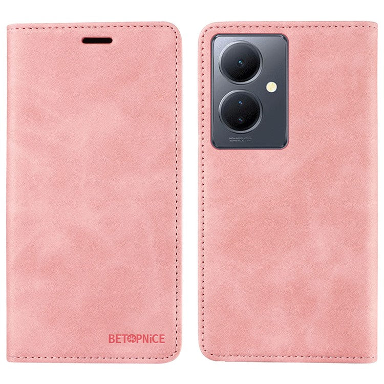 BETOPNICE 003 For vivo Y78 (China) 5G / Y36 4G (Global) / 5G (Global) Flip Cover Wallet PU Leather Stand Phone Case - Pink