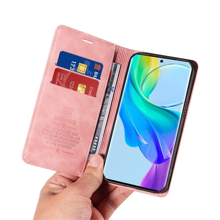 BETOPNICE 003 For vivo Y78 (China) 5G / Y36 4G (Global) / 5G (Global) Flip Cover Wallet PU Leather Stand Phone Case - Pink