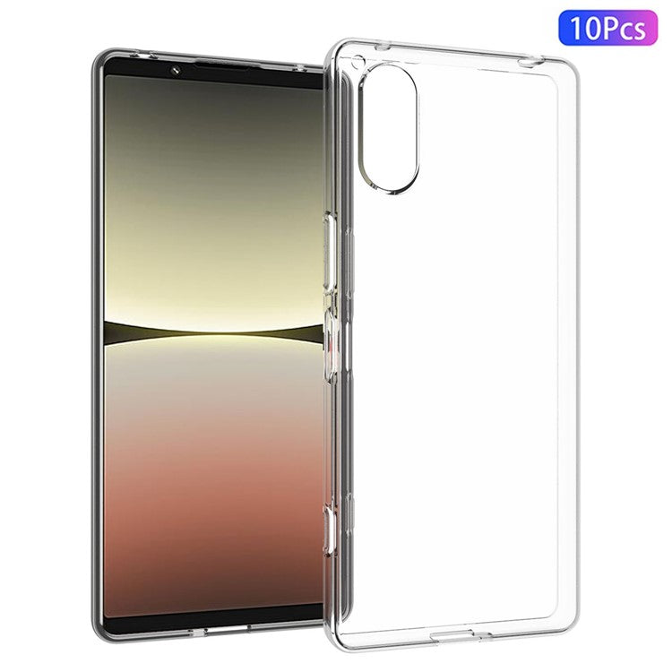 10Pcs / Pack For Sony Xperia 5 V Clear Flexible TPU Case Inner Watermark-Free Texture Mobile Phone Cover