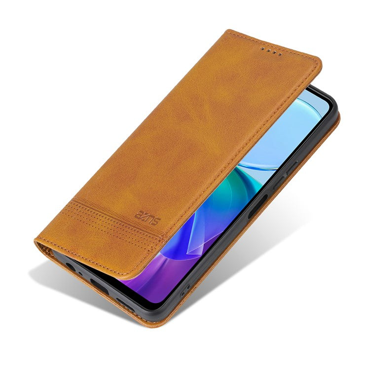 AZNS For vivo Y36 4G (Global) / Y78 (China) 5G PU Leather Wallet Case Flip Folio Viewing Stand Phone Cover - Brown