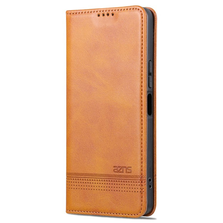 AZNS For vivo Y36 4G (Global) / Y78 (China) 5G PU Leather Wallet Case Flip Folio Viewing Stand Phone Cover - Brown