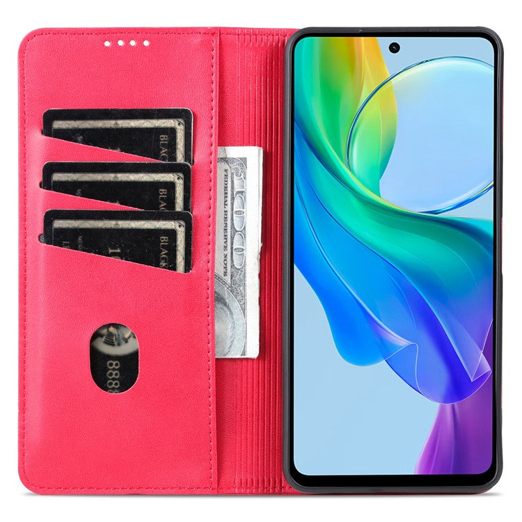 AZNS For vivo Y36 4G (Global) / Y78 (China) 5G PU Leather Wallet Case Flip Folio Viewing Stand Phone Cover - Red