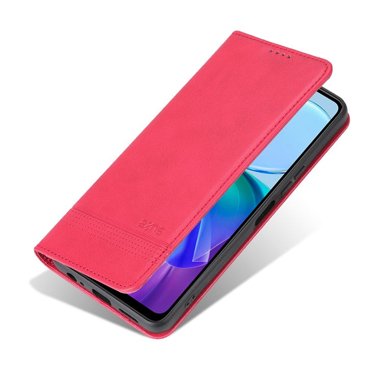 AZNS For vivo Y36 4G (Global) / Y78 (China) 5G PU Leather Wallet Case Flip Folio Viewing Stand Phone Cover - Red