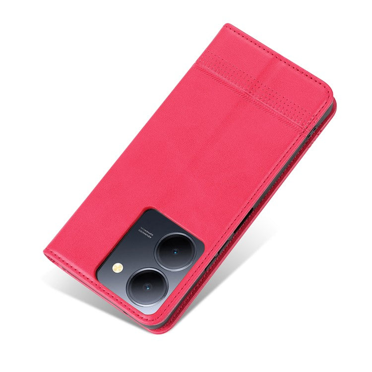 AZNS For vivo Y36 4G (Global) / Y78 (China) 5G PU Leather Wallet Case Flip Folio Viewing Stand Phone Cover - Red