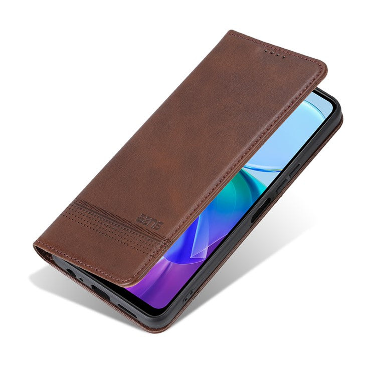 AZNS For vivo Y36 4G (Global) / Y78 (China) 5G PU Leather Wallet Case Flip Folio Viewing Stand Phone Cover - Coffee