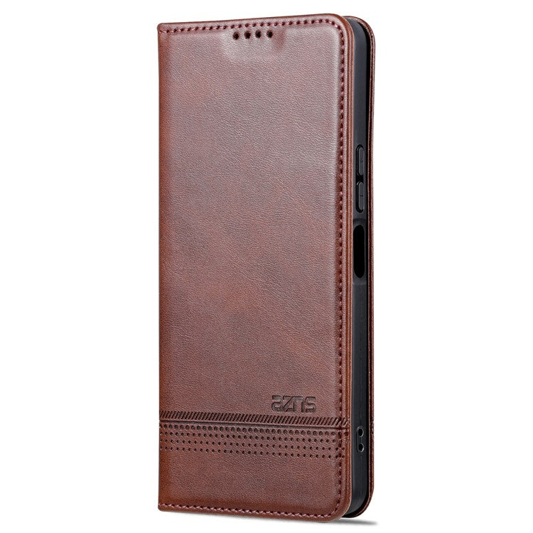 AZNS For vivo Y36 4G (Global) / Y78 (China) 5G PU Leather Wallet Case Flip Folio Viewing Stand Phone Cover - Coffee