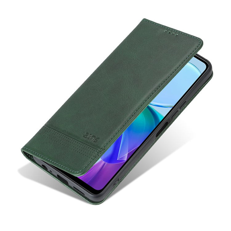 AZNS For vivo Y36 4G (Global) / Y78 (China) 5G PU Leather Wallet Case Flip Folio Viewing Stand Phone Cover - Green